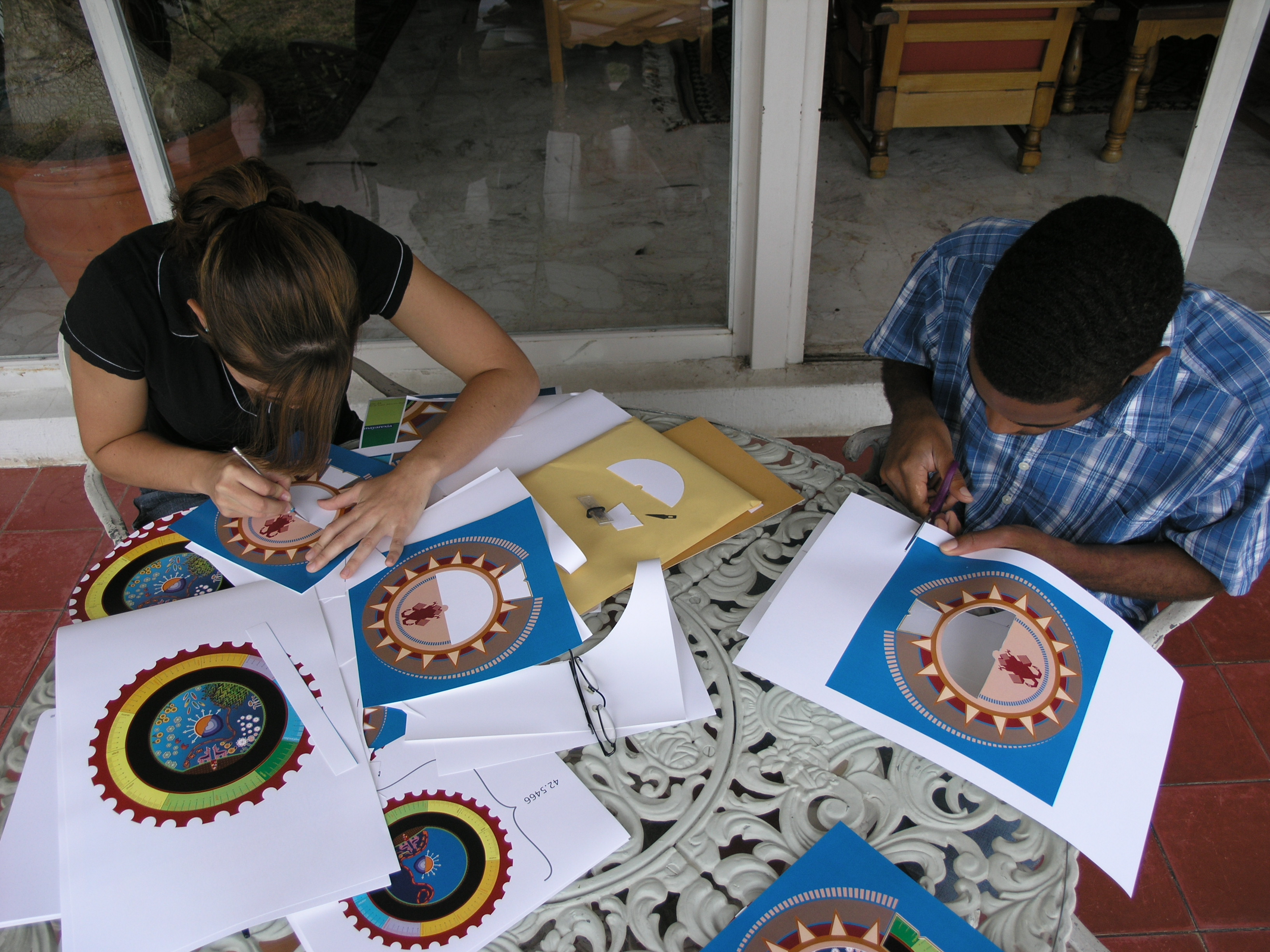 Designing Time, photograph of designers working on Wixárika Calendar Prototype